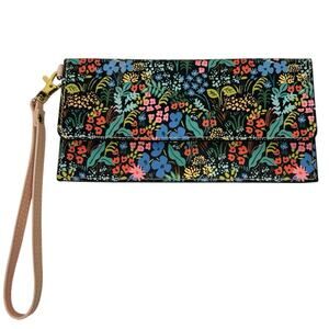 Rifle Paper Company for Anthropologie Wristlet Wallet Navy Blue Floral